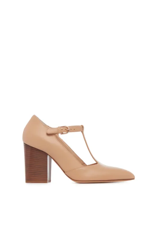 Triana Block Heel Pump in Dark Camel Leather sold by Gabriela Hearst