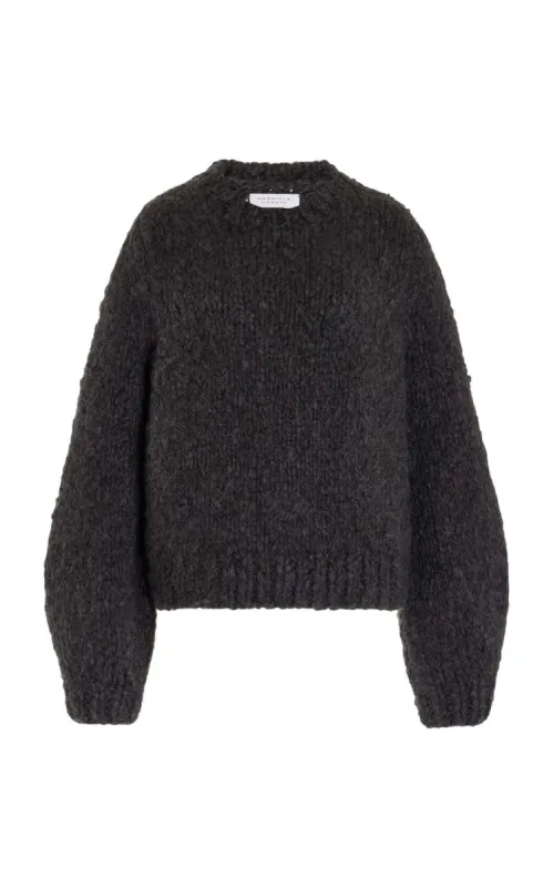 Clarissa Knit Sweater in Charcoal Welfat Cashmere sold by Gabriela Hearst