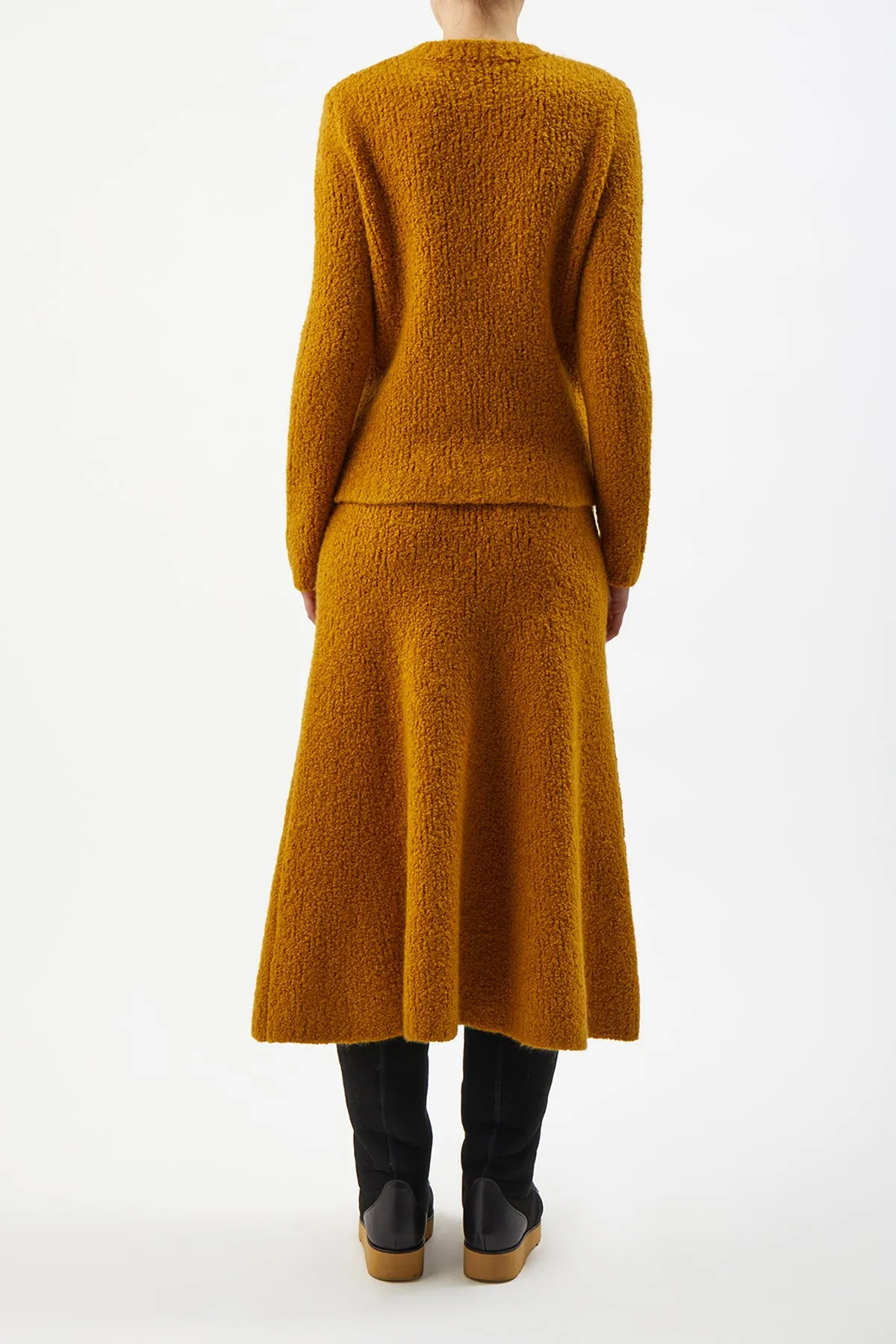 Pablo Knit Midi Skirt in Saffron Cashmere Silk Boucle sold by Gabriela Hearst product image thumbnail 4