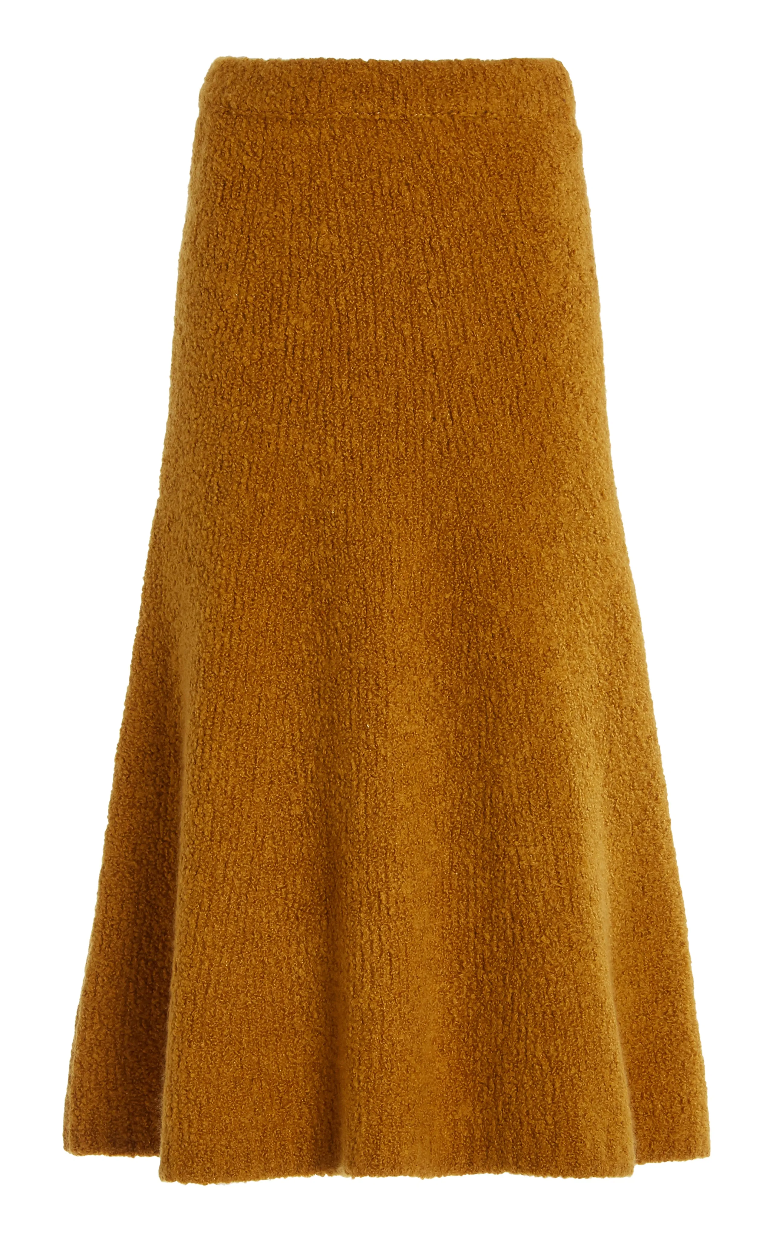 Pablo Knit Midi Skirt in Saffron Cashmere Silk Boucle sold by Gabriela Hearst