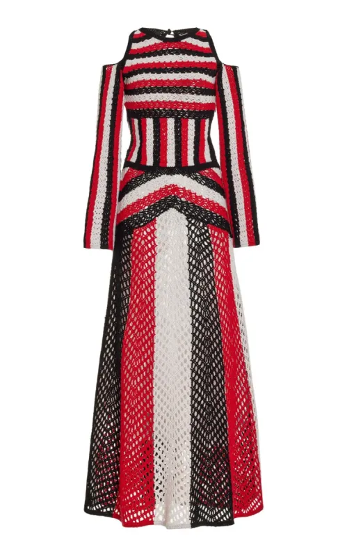 Carr Macrame Dress in Red Multi Wool sold by Gabriela Hearst