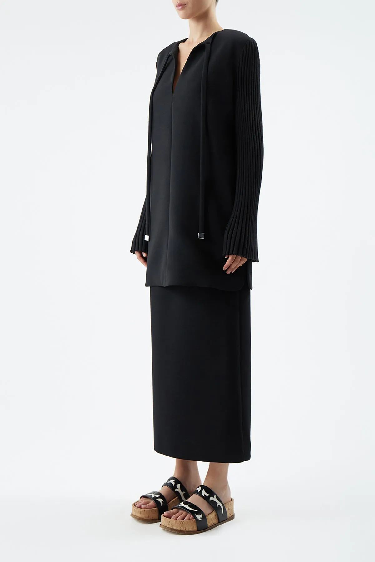 Beko Dress in Black Double-Face Wool Crepe sold by Gabriela Hearst product image thumbnail 3