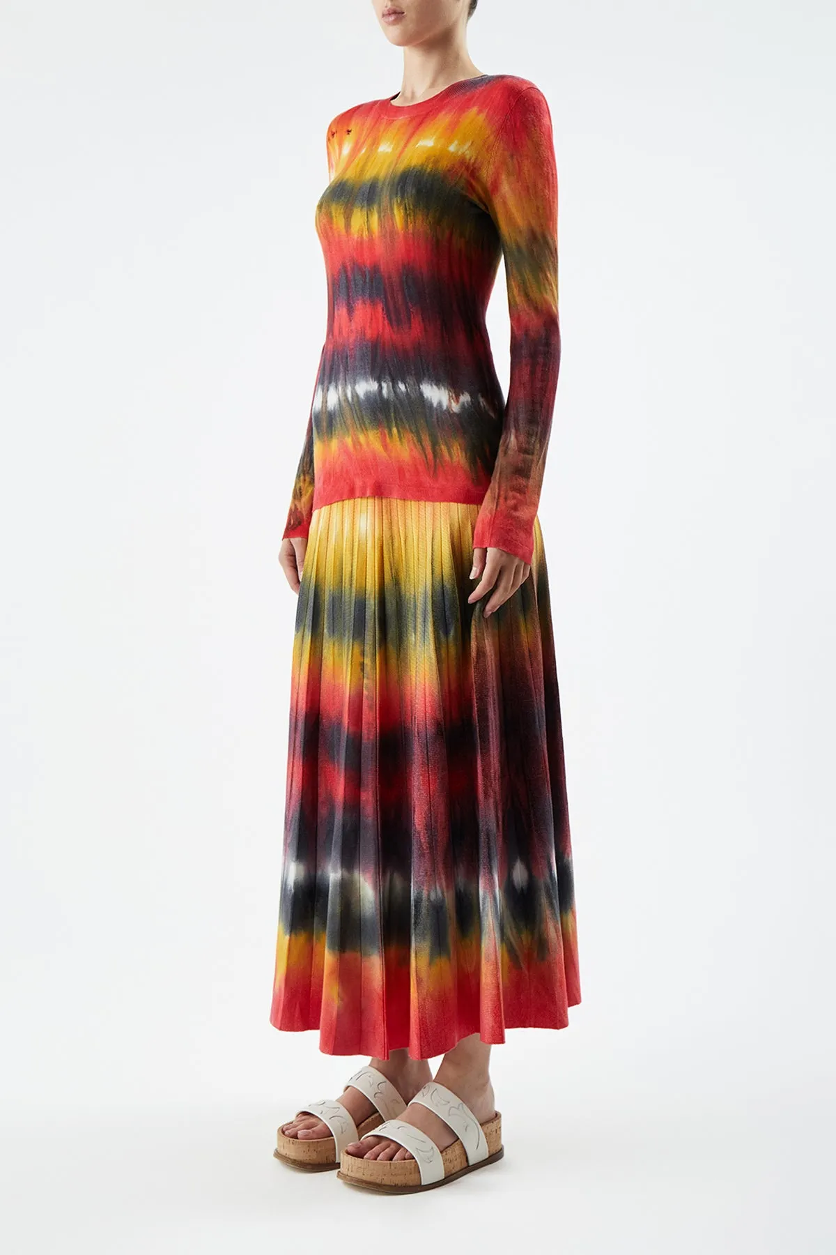 Miller Knit Sweater in Fire Tie Dye Cashmere sold by Gabriela Hearst product image thumbnail 3