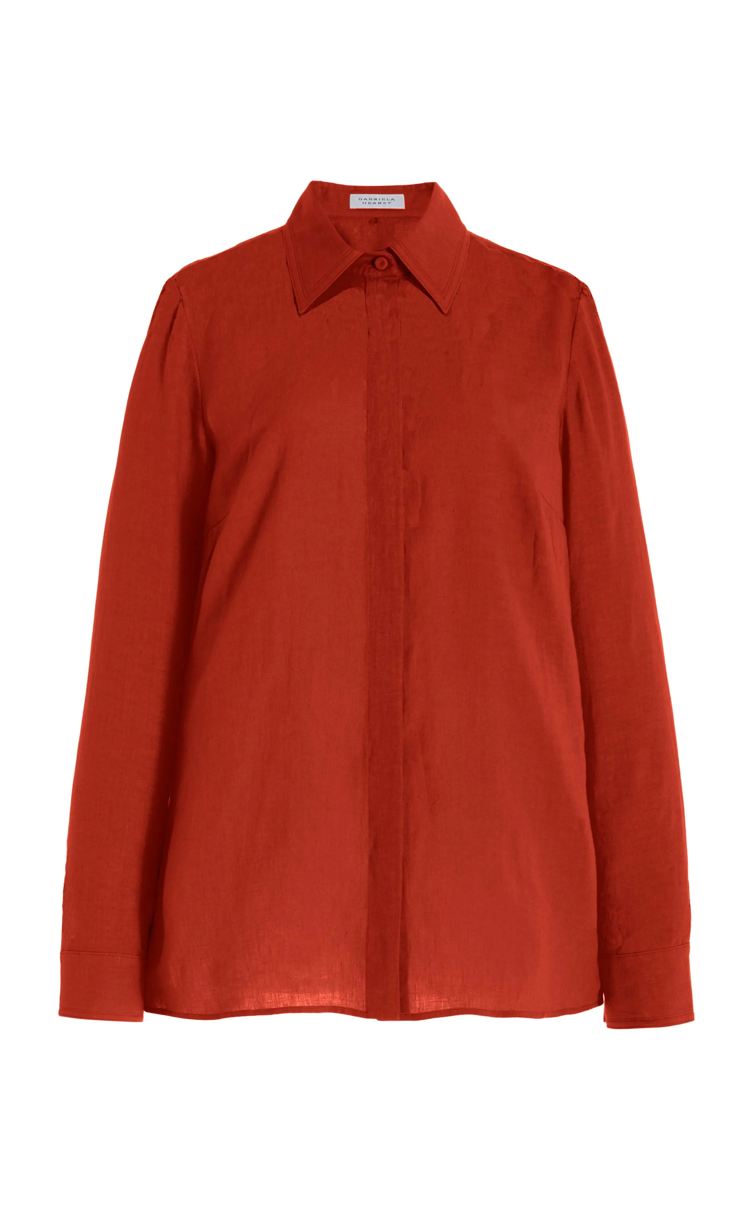 Cruz Shirt in Red Clay Aloe Linen sold by Gabriela Hearst