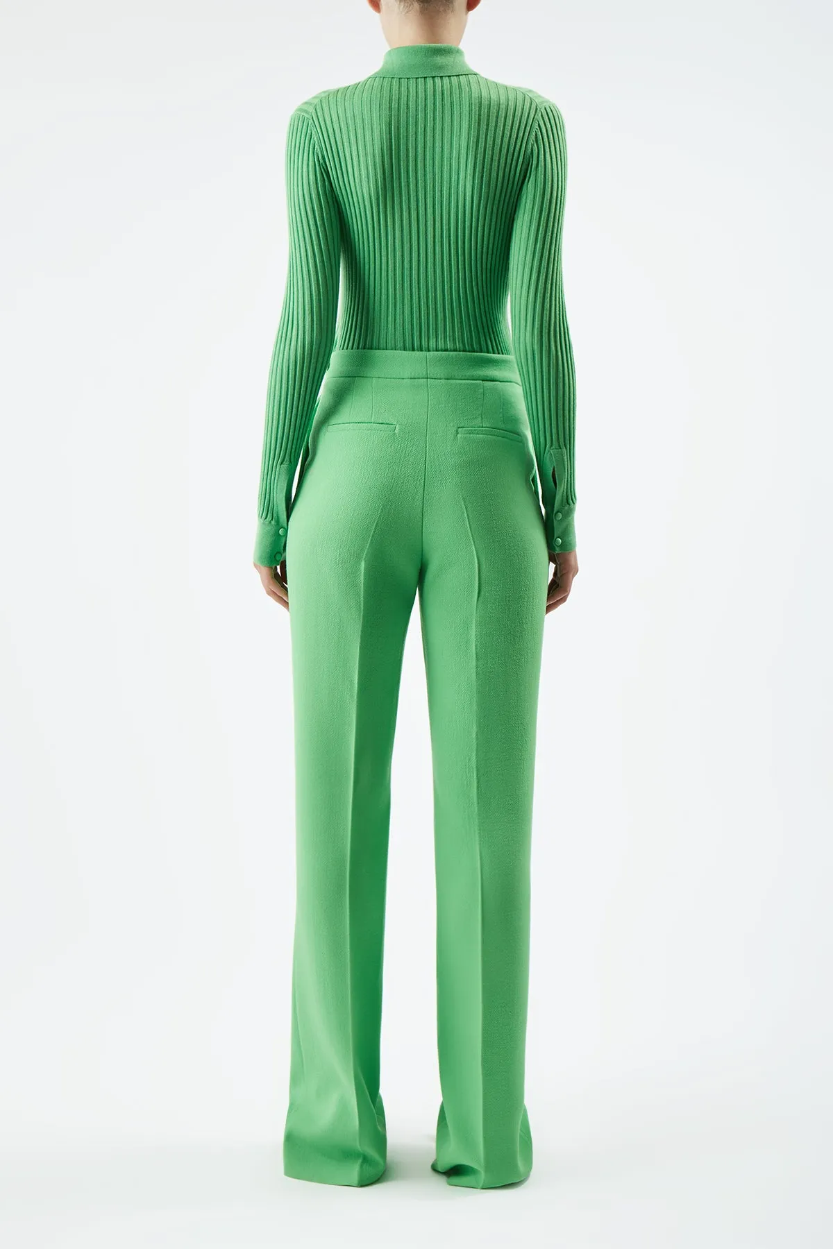 Vesta Pant in Fluorescent Green Virgin Wool Crepe sold by Gabriela Hearst product image thumbnail 4
