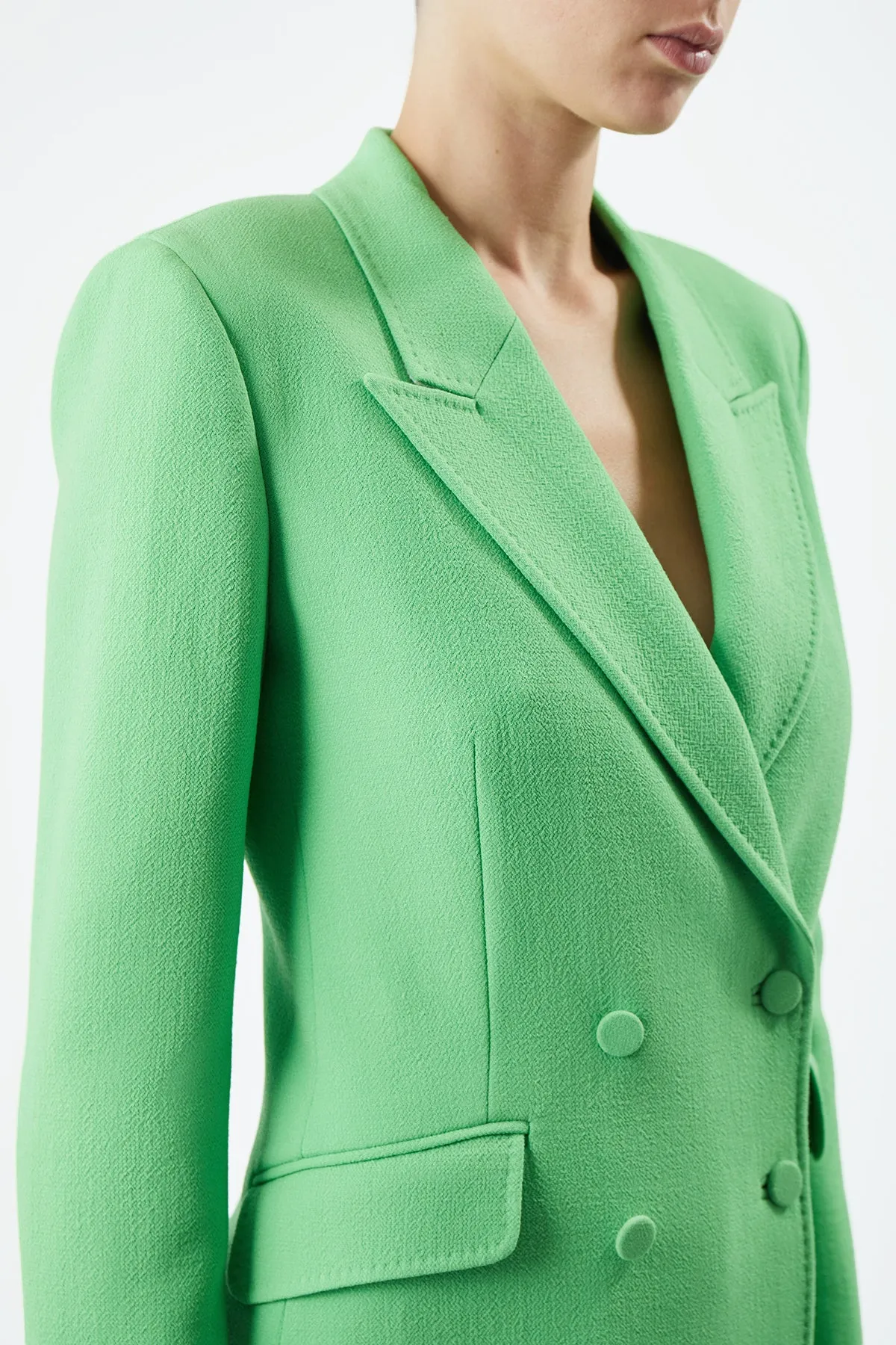 Stephanie Blazer in Fluorescent Green Virgin Wool Crepe sold by Gabriela Hearst product image thumbnail 5