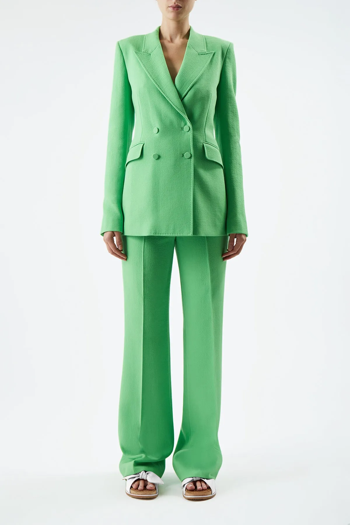 Stephanie Blazer in Fluorescent Green Virgin Wool Crepe sold by Gabriela Hearst product image thumbnail 2