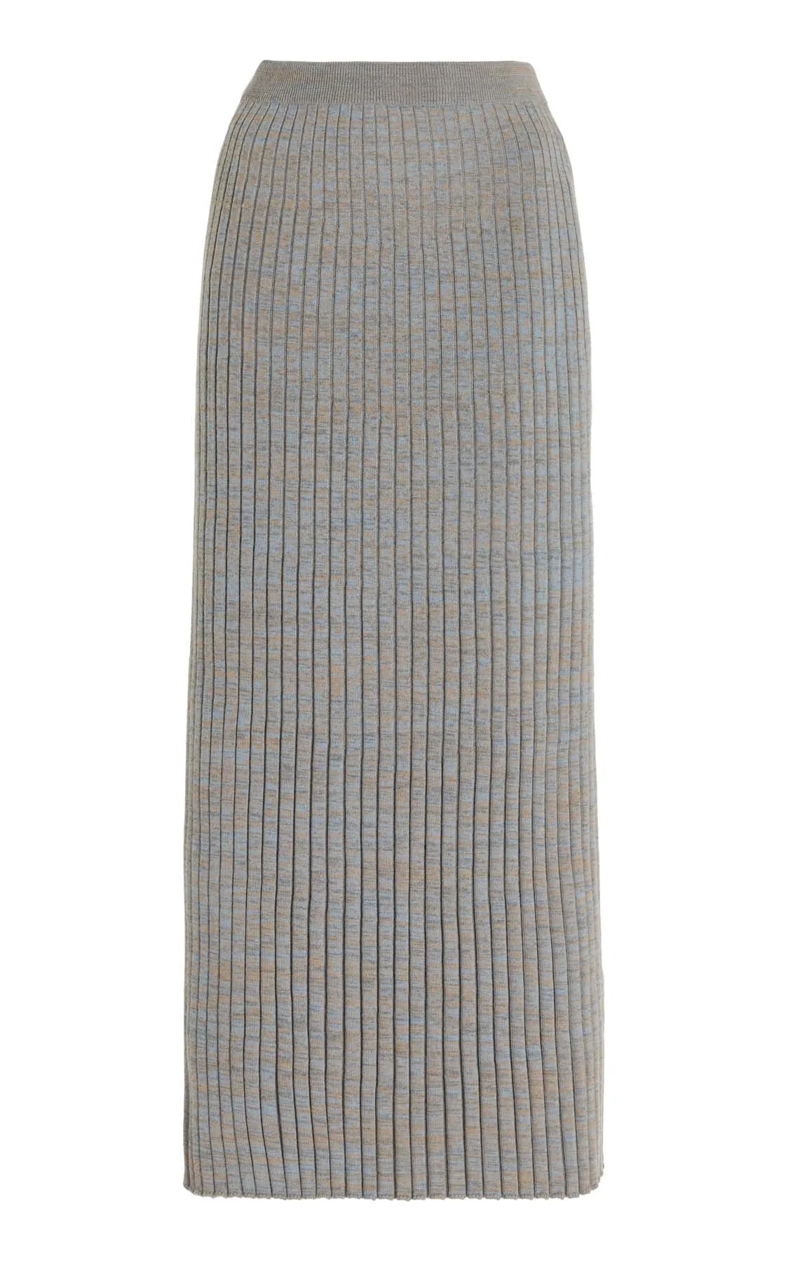 Conti Knit Midi Skirt in Light Blue Melange Cashmere sold by Gabriela Hearst