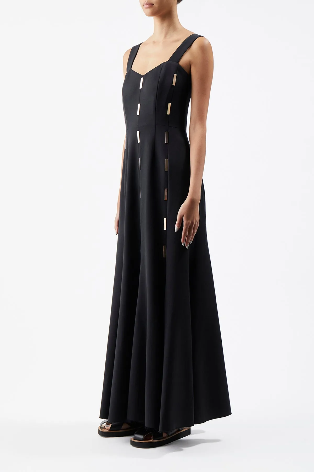 Gail Dress in Black Sportswear Wool with Gold Bars sold by Gabriela Hearst product image thumbnail 4