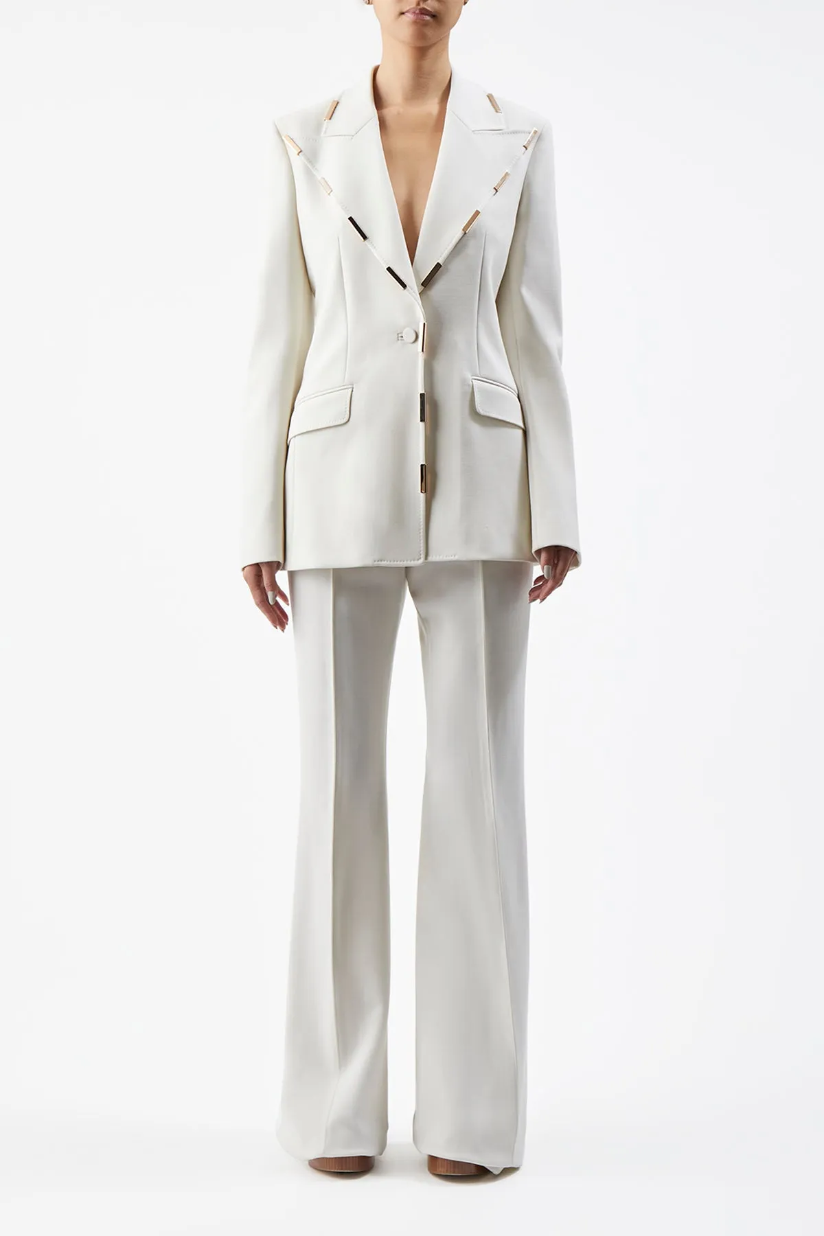 Leiva Blazer in Ivory Sportswear Wool with Gold Bars sold by Gabriela Hearst product image thumbnail 3