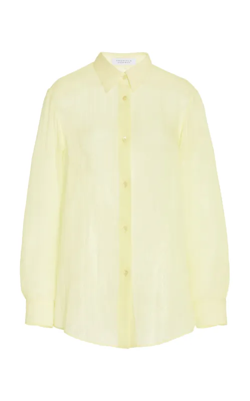 Ferrara Shirt in Lime Adamite Cashmere Silk Gauze sold by Gabriela Hearst