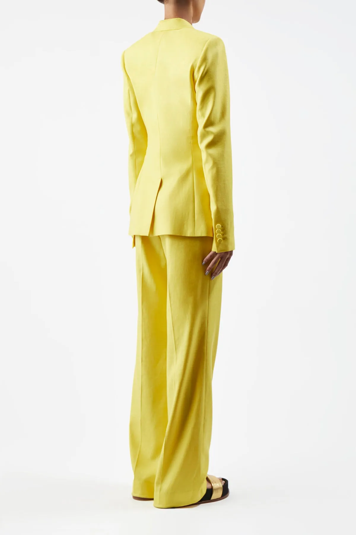 Stephanie Blazer in Cadmium Yellow Virgin Wool and Silk Linen Twill sold by Gabriela Hearst product image thumbnail 5