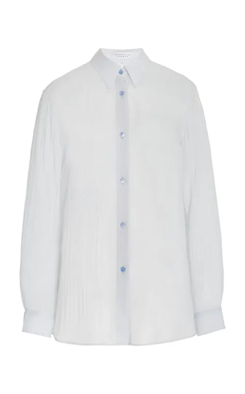 Ferrara Shirt in Light Blue Cashmere Silk Gauze sold by Gabriela Hearst