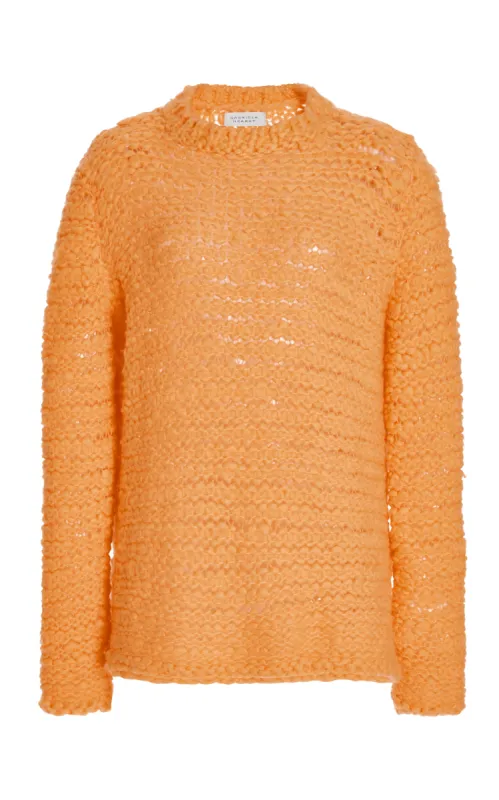 Larenzo Knit Sweater in Fluorescent Orange Welfat Cashmere sold by Gabriela Hearst