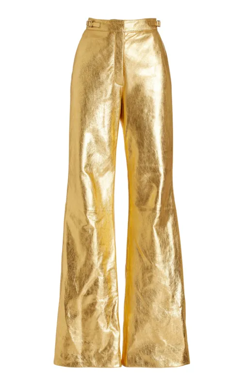 Vesta Pant in Gold Metallic Nappa Leather made by Gabriela Hearst