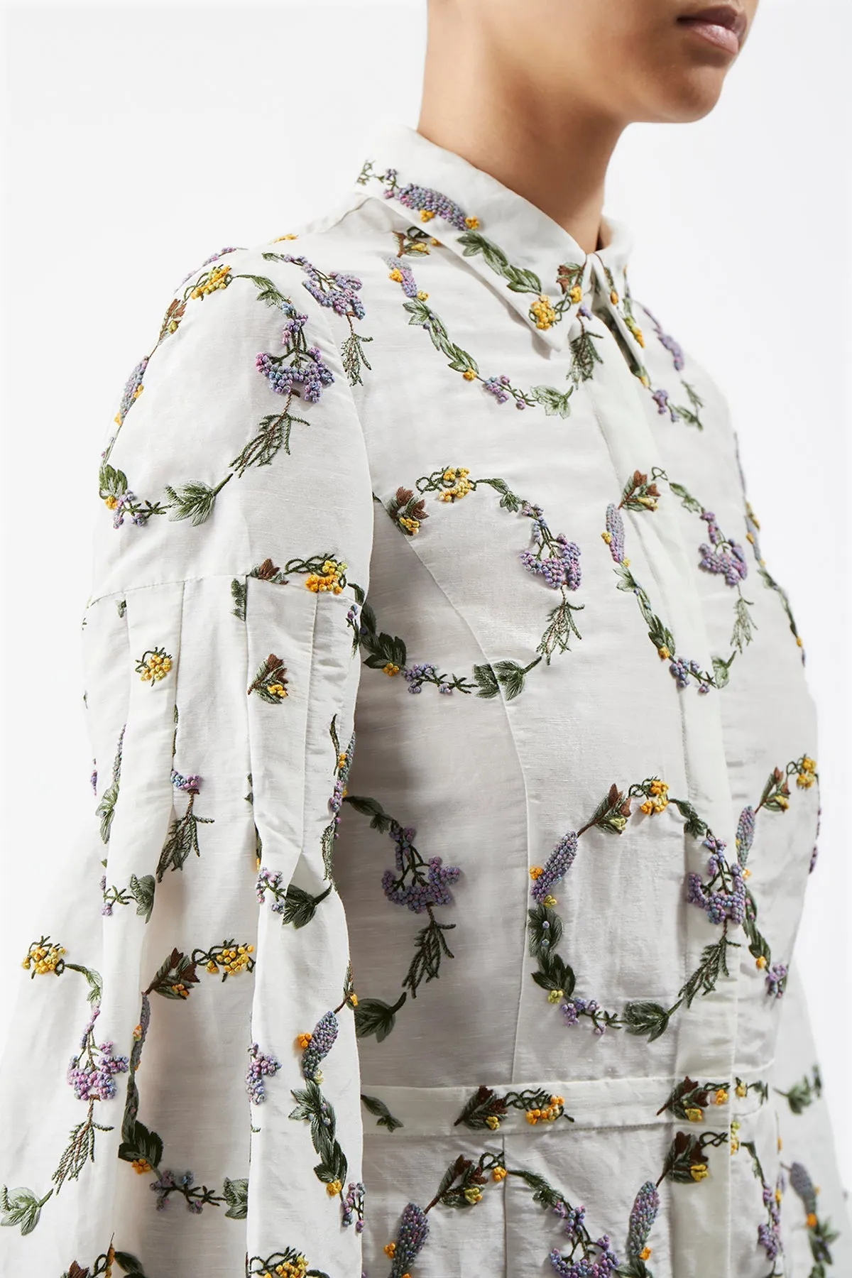 Mauri Embroidered Shirtdress in Ivory Linen Silk sold by Gabriela Hearst product image thumbnail 5