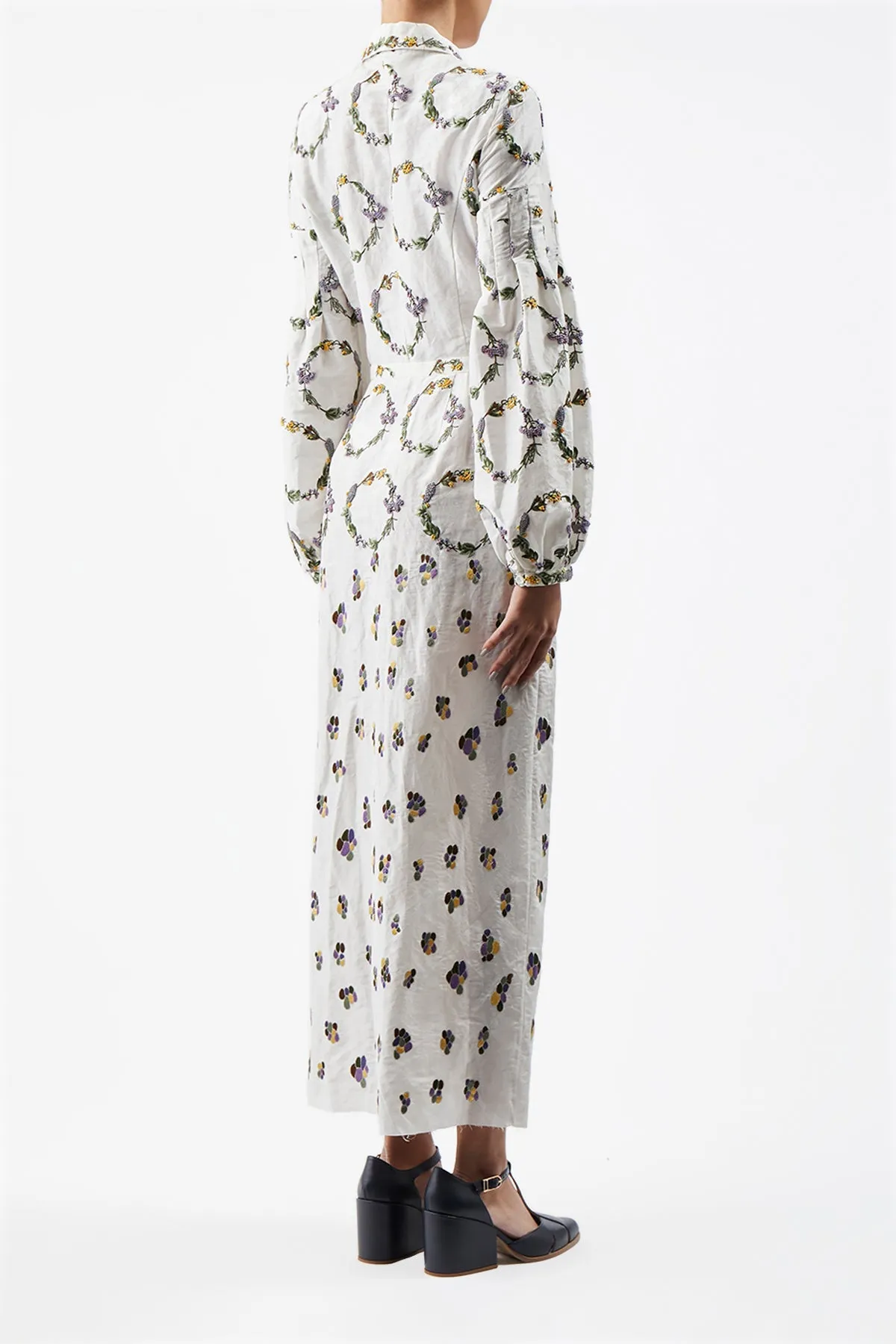 Mauri Embroidered Shirtdress in Ivory Linen Silk sold by Gabriela Hearst product image thumbnail 4