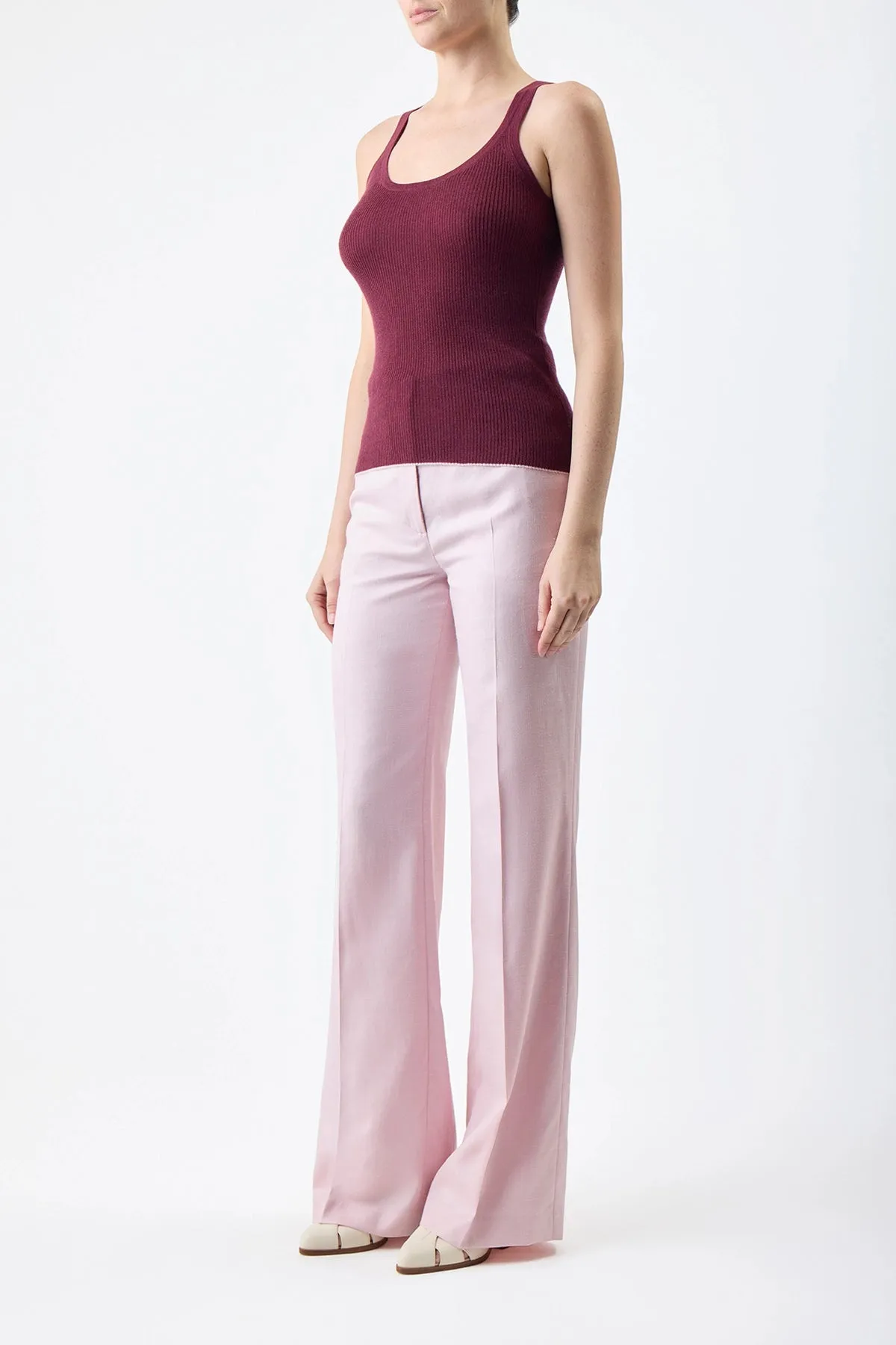 Vesta Pant in Blush Virgin Wool and Silk Linen Twill sold by Gabriela Hearst product image thumbnail 3