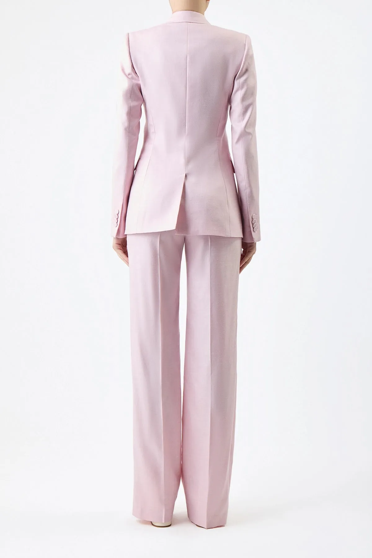 Stephanie Blazer in Blush Virgin Wool and Silk Linen Twill sold by Gabriela Hearst product image thumbnail 5