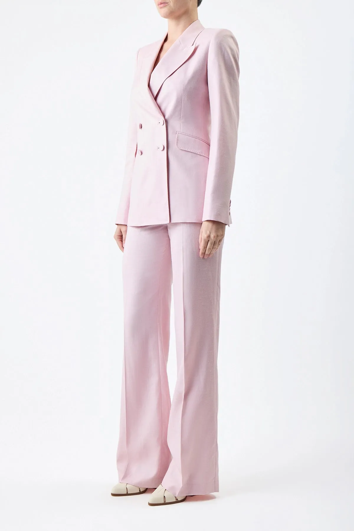 Stephanie Blazer in Blush Virgin Wool and Silk Linen Twill sold by Gabriela Hearst product image thumbnail 4