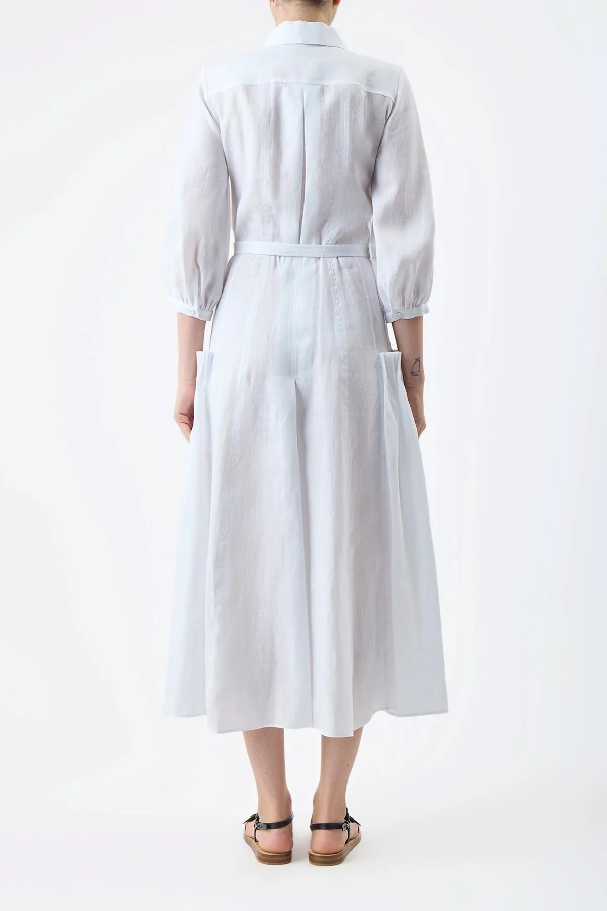Woodward Pleated Shirtdress in White Aloe Linen sold by Gabriela Hearst product image thumbnail 4
