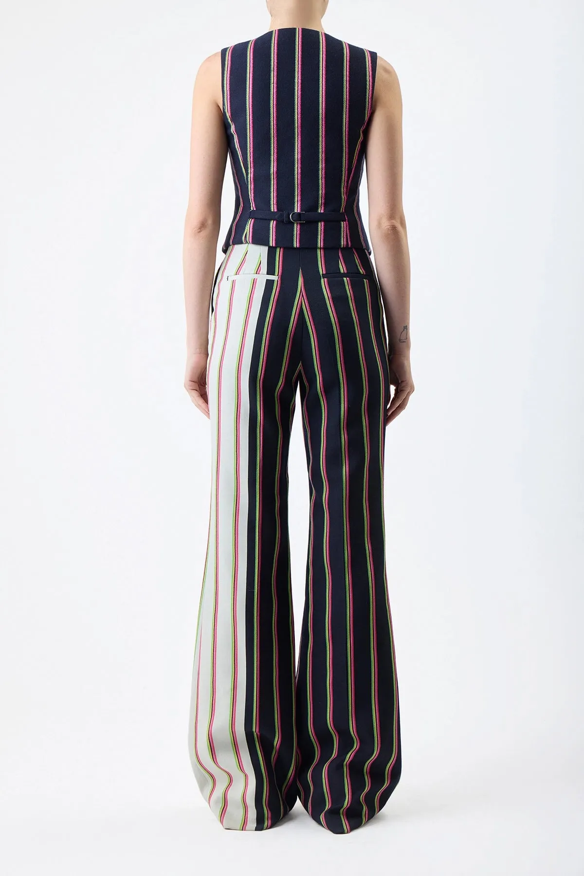 Jones Pant in Navy Multi Striped Wool sold by Gabriela Hearst product image thumbnail 5