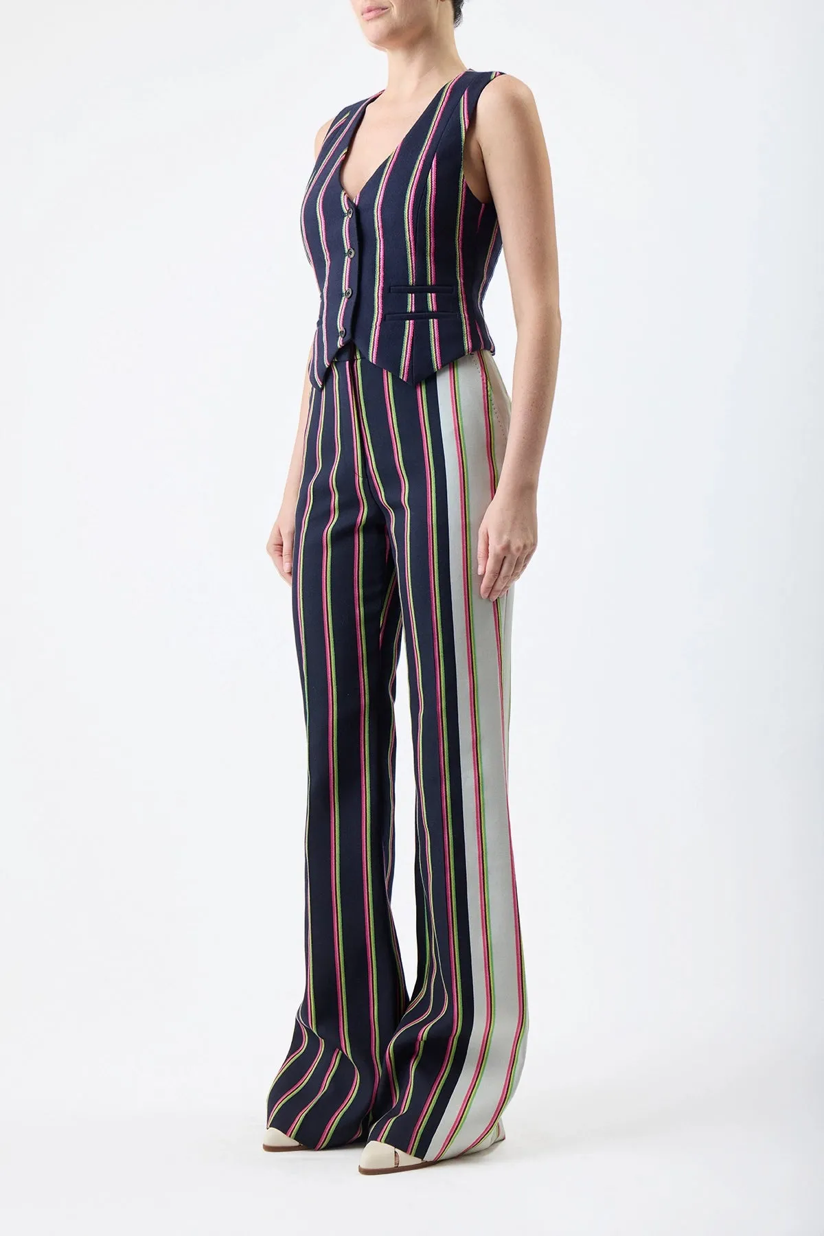 Jones Pant in Navy Multi Striped Wool sold by Gabriela Hearst product image thumbnail 4