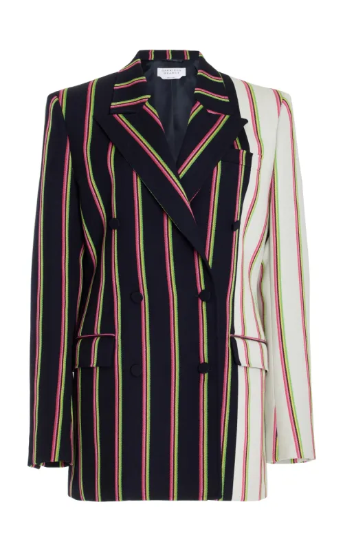 Mccoi Blazer in Navy Multi Striped Wool sold by Gabriela Hearst
