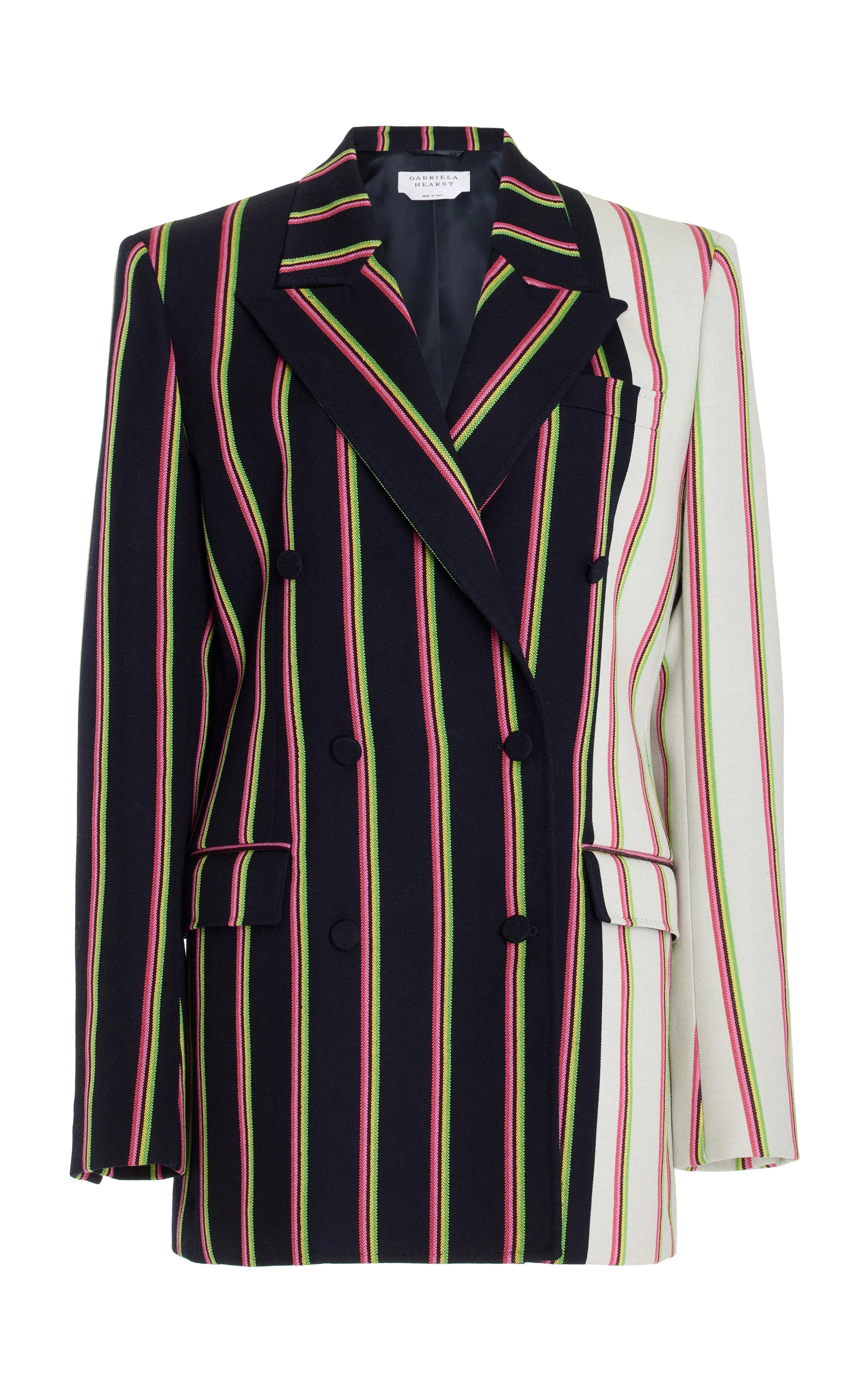 Mccoi Blazer in Navy Multi Striped Wool sold by Gabriela Hearst