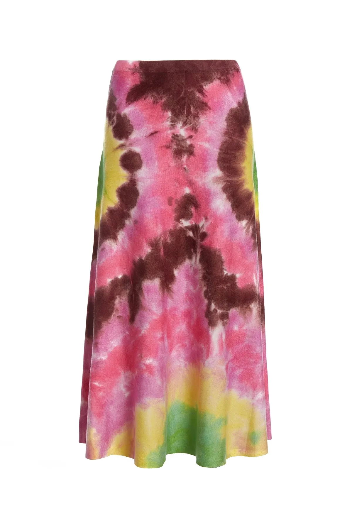 Olive Knit Midi Skirt in Multi Tie Dye Cashmere sold by Gabriela Hearst