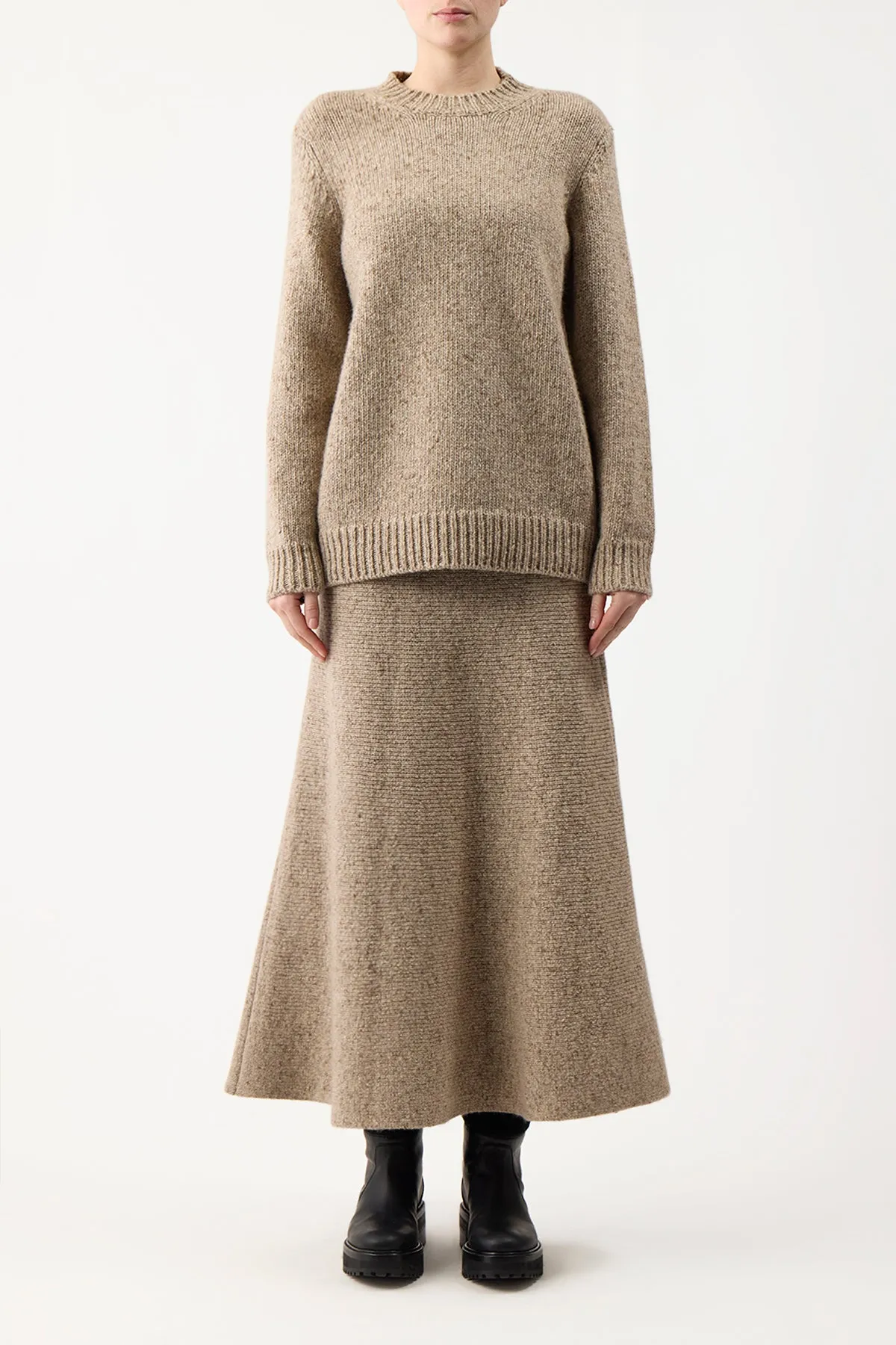 Eden Knit Midi Skirt in Oatmeal Multi Cashmere sold by Gabriela Hearst product image thumbnail 2