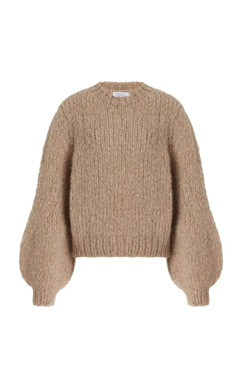 Clarissa Knit Sweater in Camel Welfat Cashmere sold by Gabriela Hearst