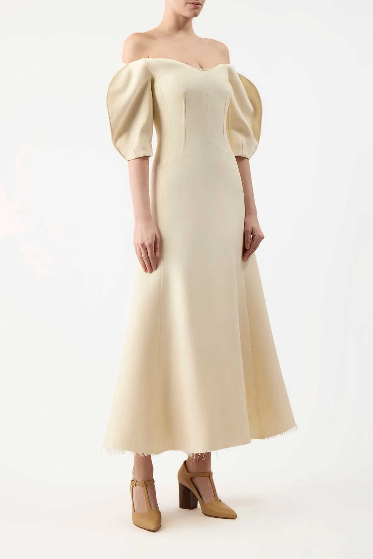 Buisier Dress in Ivory Wool Silk Cady sold by Gabriela Hearst product image thumbnail 3
