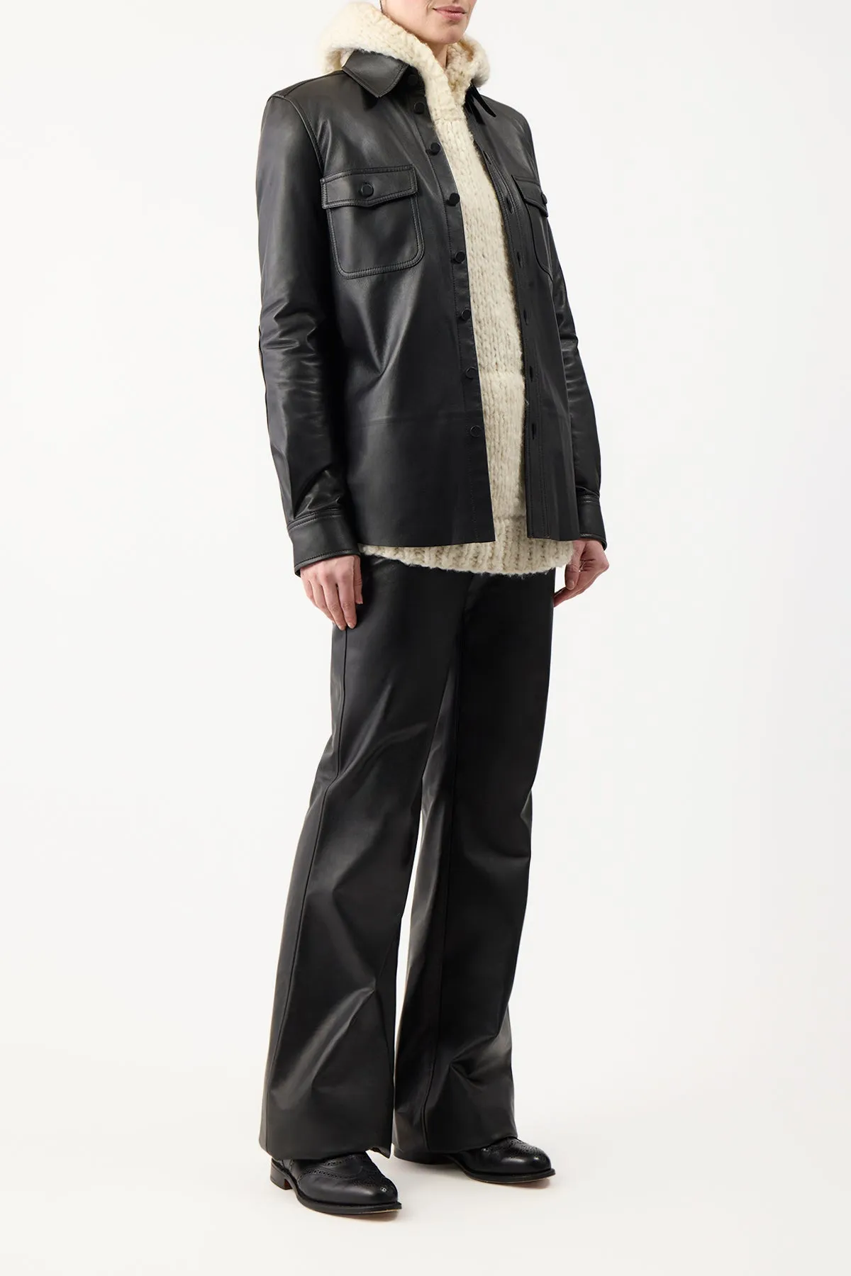 John Austin Shirt in Black Nappa Leather sold by Gabriela Hearst product image thumbnail 4