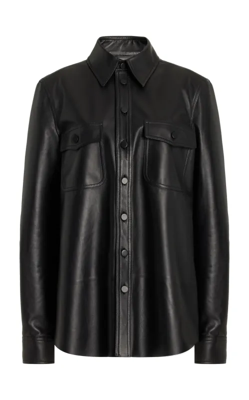 John Austin Shirt in Black Nappa Leather sold by Gabriela Hearst
