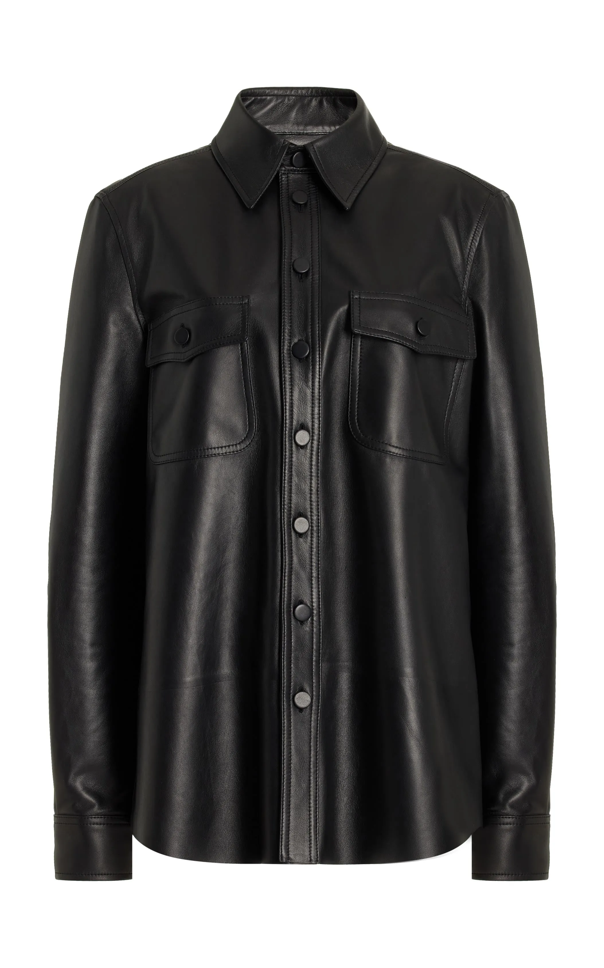 John Austin Shirt in Black Nappa Leather sold by Gabriela Hearst