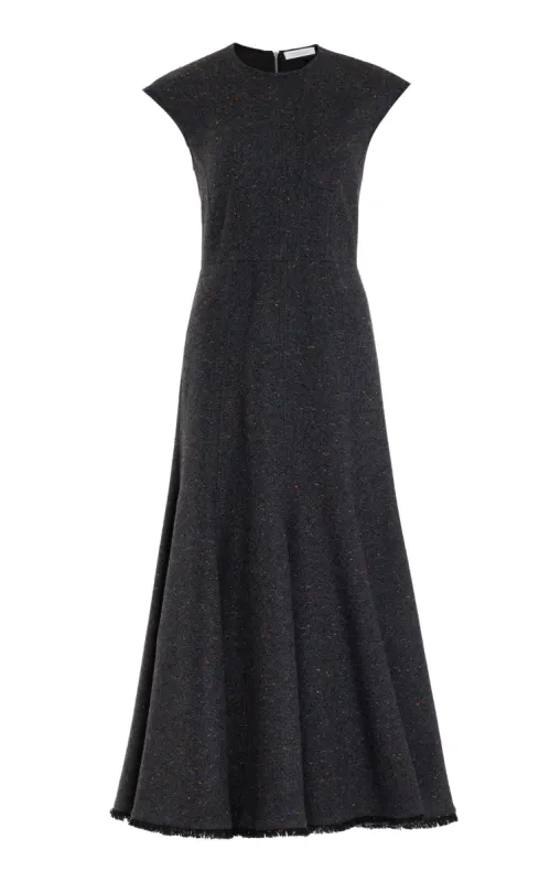 Crowther Dress in Slate Multi Cashmere Virgin Wool sold by Gabriela Hearst