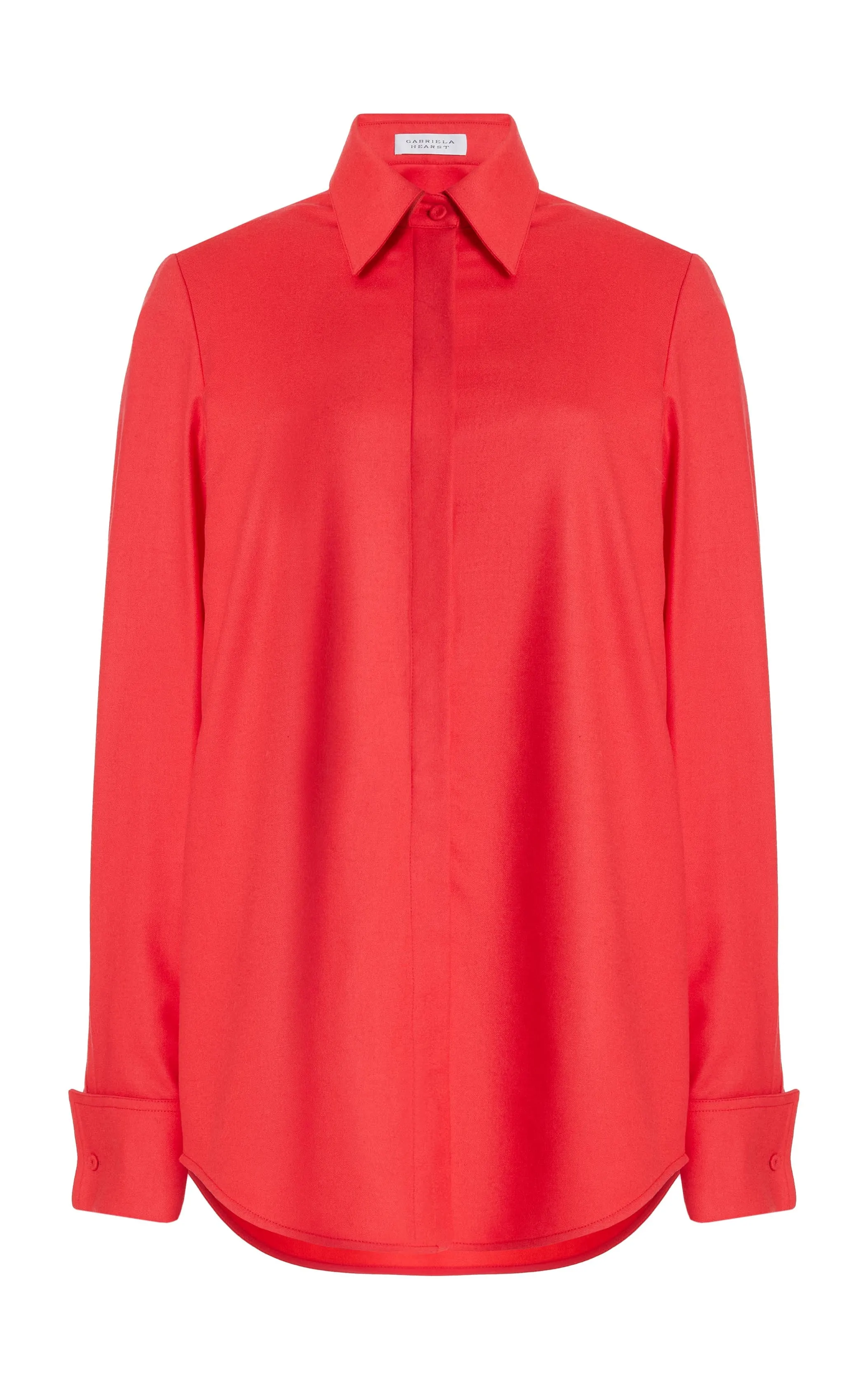 Etlin Shirt in Red Topaz Superfine Wool sold by Gabriela Hearst