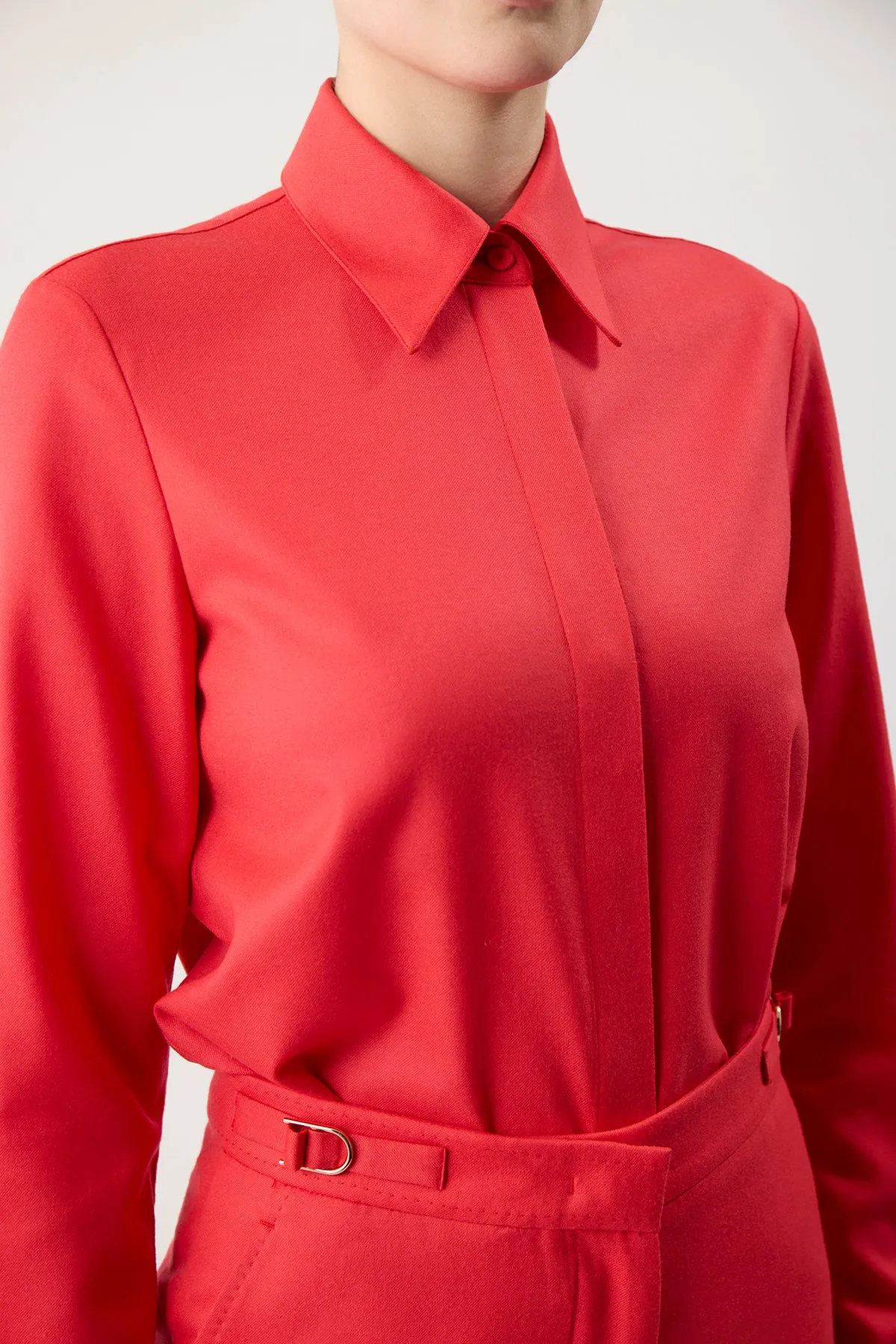 Etlin Shirt in Red Topaz Superfine Wool sold by Gabriela Hearst product image thumbnail 5