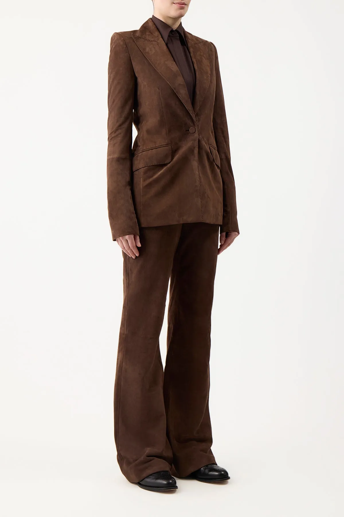 Leiva Blazer in Chocolate Suede sold by Gabriela Hearst product image thumbnail 4