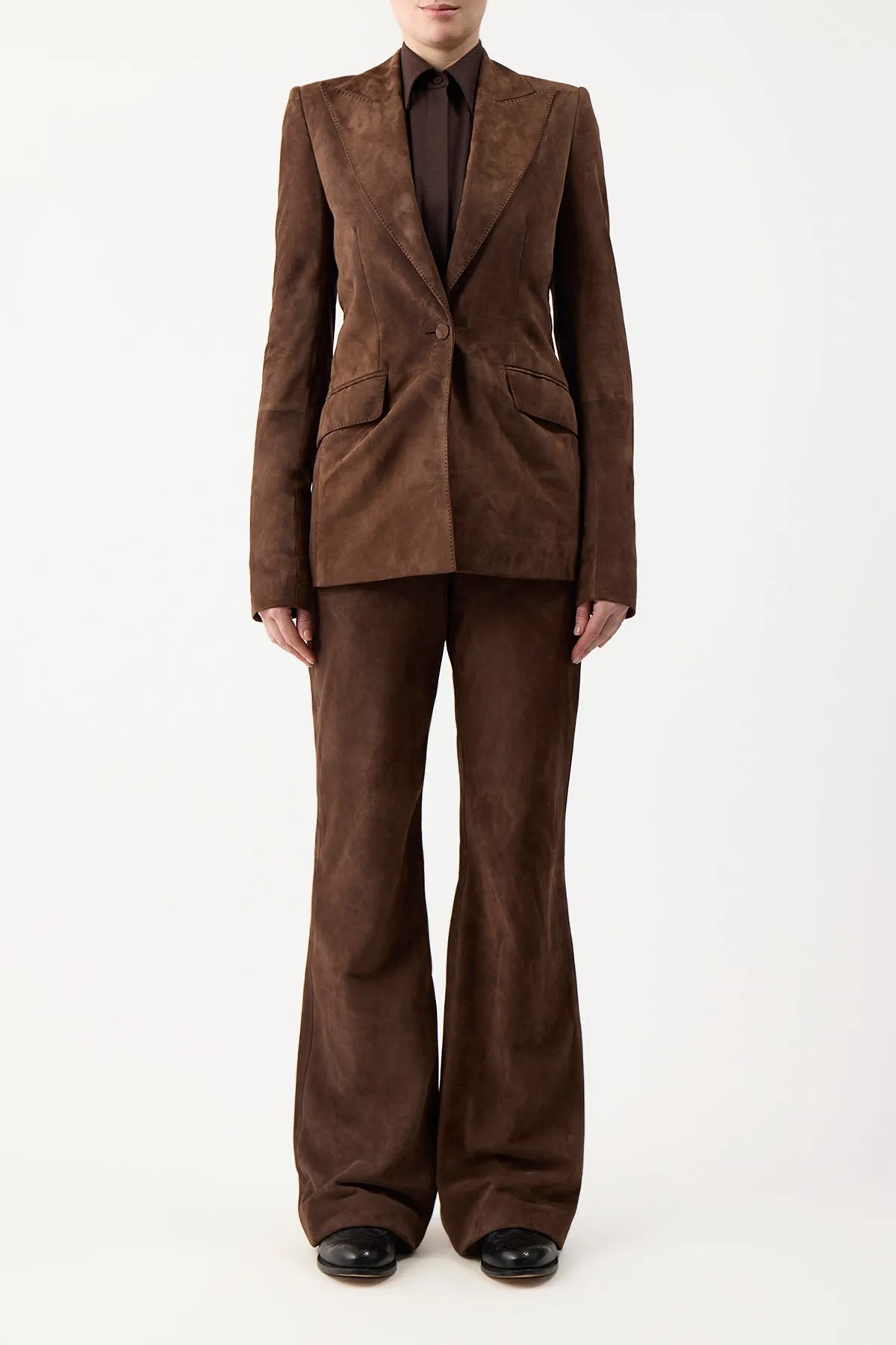 Leiva Blazer in Chocolate Suede sold by Gabriela Hearst product image thumbnail 3