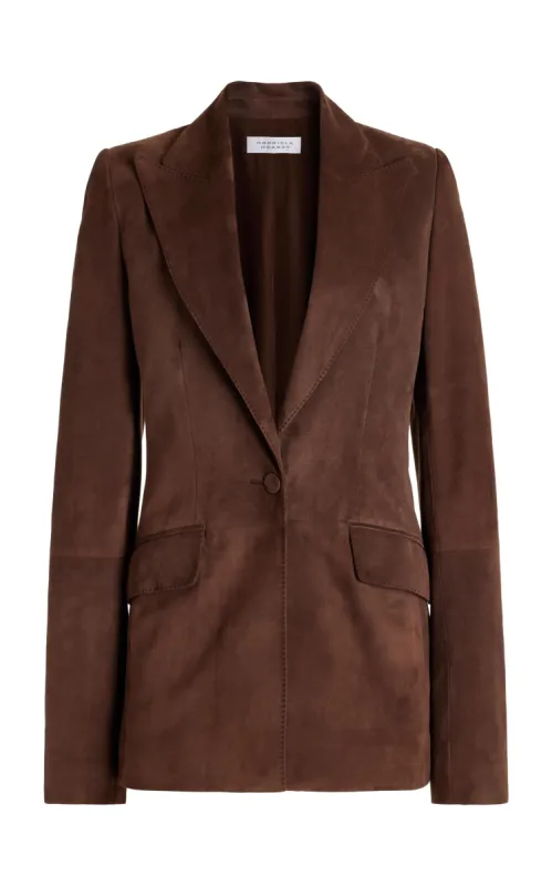 Leiva Blazer in Chocolate Suede made by Gabriela Hearst