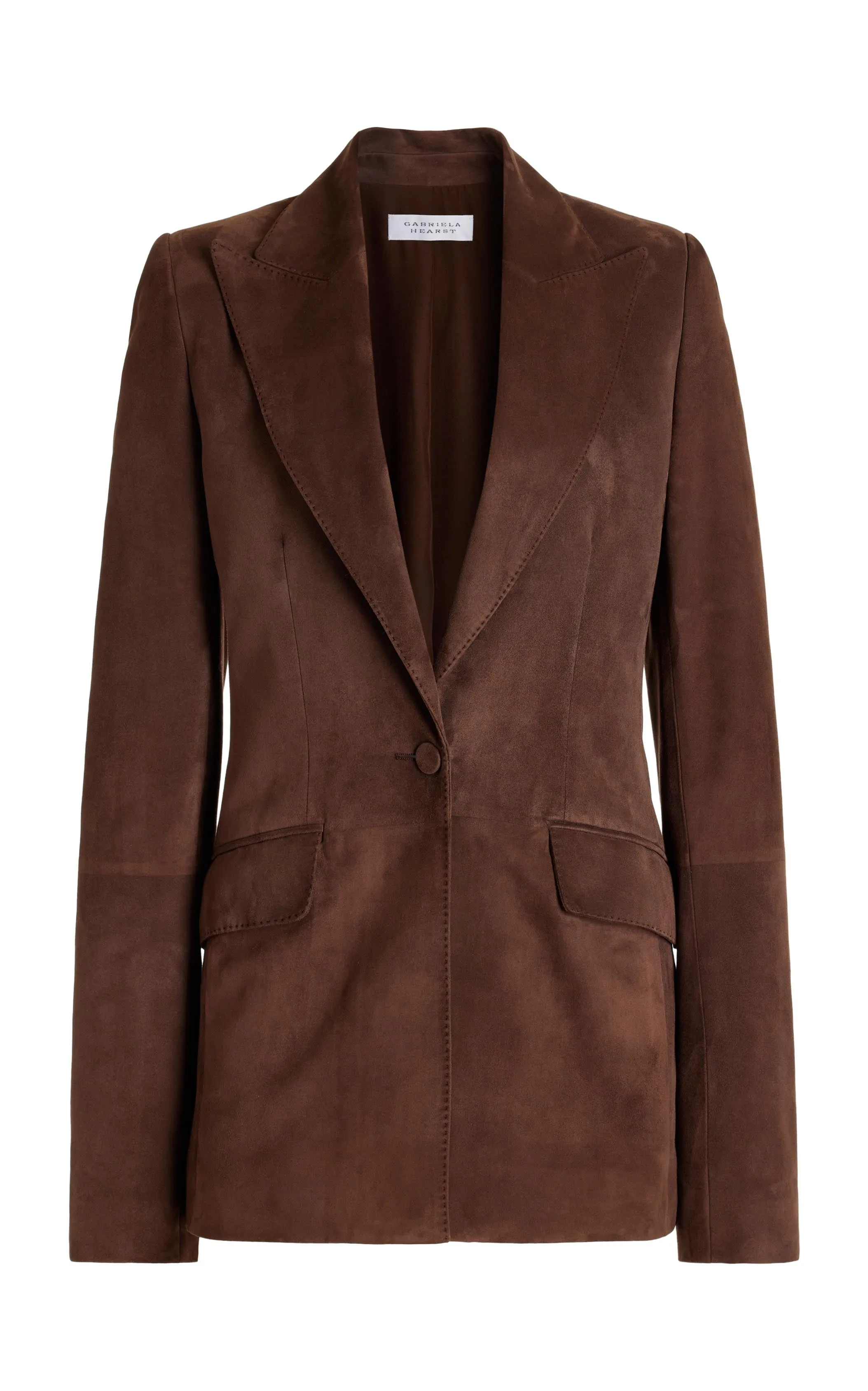 Leiva Blazer in Chocolate Suede sold by Gabriela Hearst