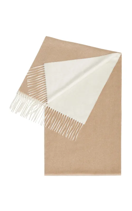 Blaine Fringe Scarf in Camel & Ivory Silk Cashmere made by Gabriela Hearst