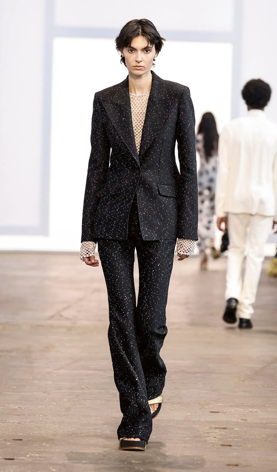 Leiva Sequin Blazer in Black Virgin Wool sold by Gabriela Hearst product image thumbnail 2