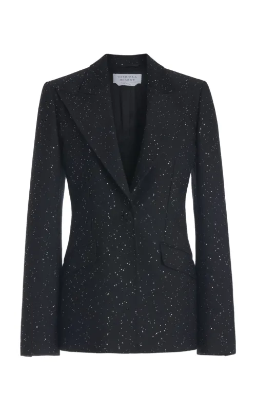 Leiva Sequin Blazer in Black Virgin Wool sold by Gabriela Hearst