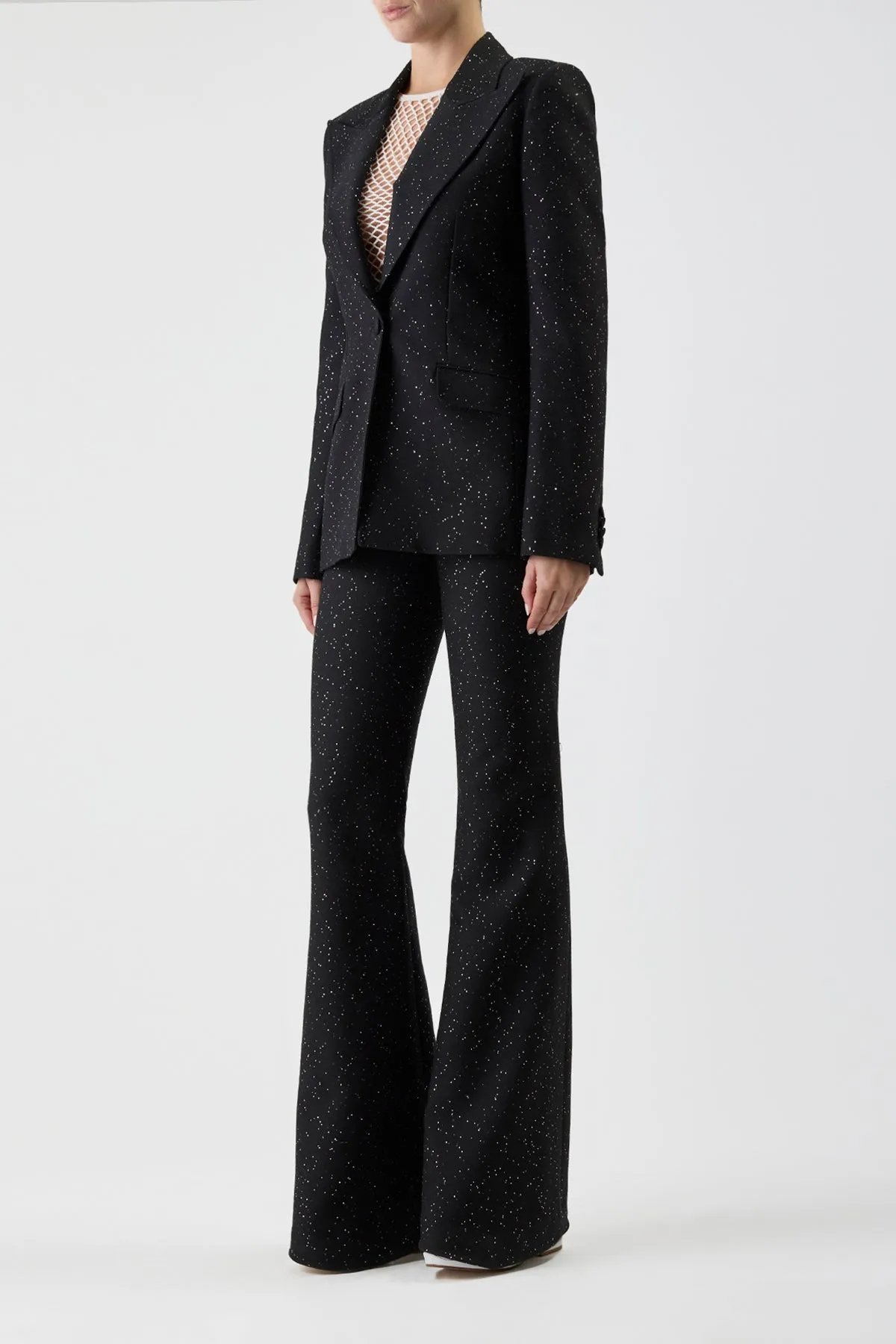 Leiva Sequin Blazer in Black Virgin Wool sold by Gabriela Hearst product image thumbnail 3
