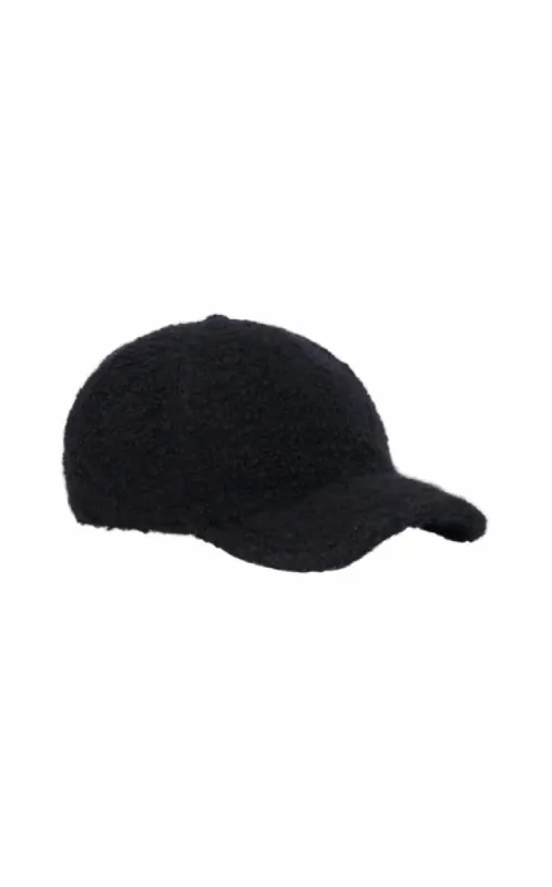 Russ Baseball Hat in Black Recycled Cashmere Boucle sold by Gabriela Hearst