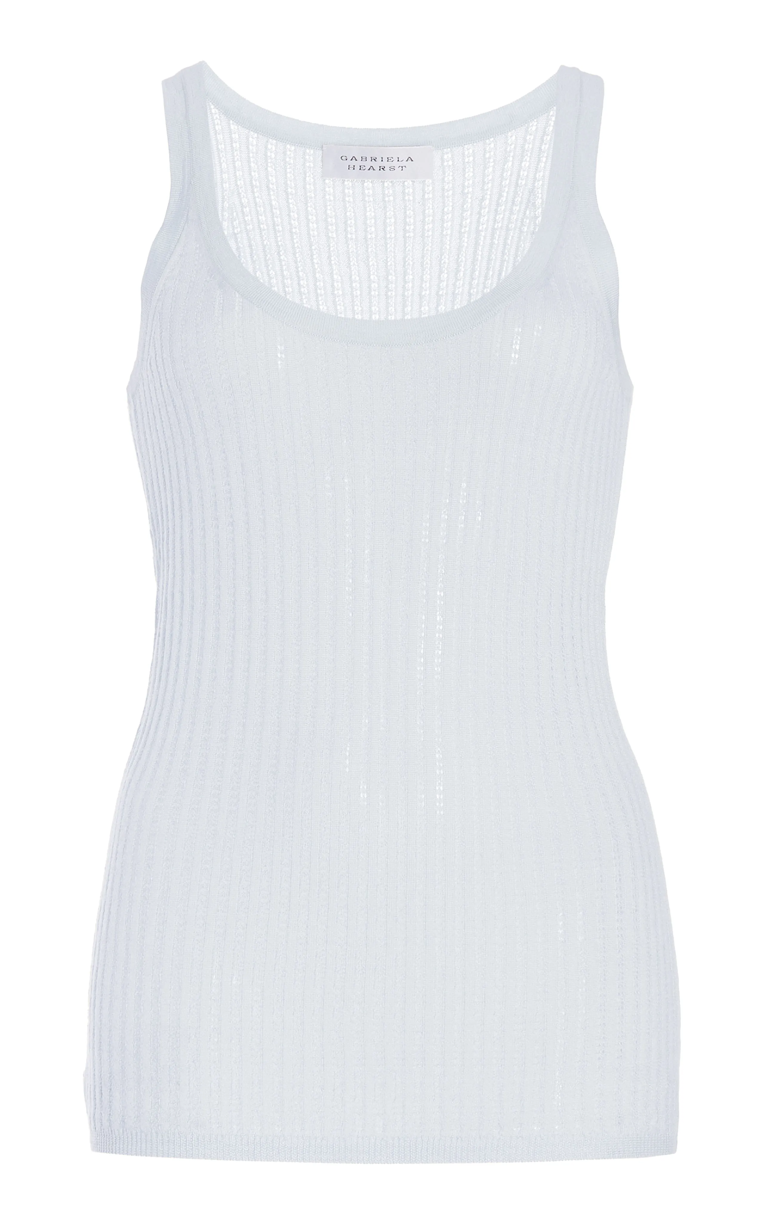 Nevin Pointelle Knit Tank Top in Light Blue Cashmere Silk sold by Gabriela Hearst
