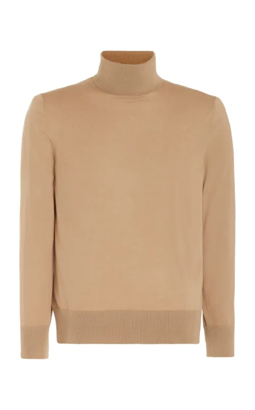 Jermaine Knit Turtleneck in Camel Merino Wool sold by Gabriela Hearst